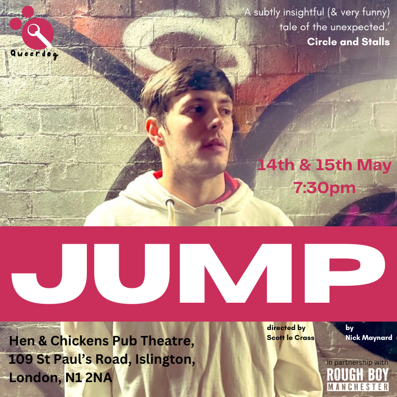 We're in LONDON in 2 wk's time! @TheHenChickens, Islington to be precise! You find all sorts down by the canal at night… Rob finds Marc, but who is he, and what does he want? This queer dark comedy, directed by Scott @le_crass, makes its London debut 🏳️‍🌈 unrestrictedview.co.uk/jump/