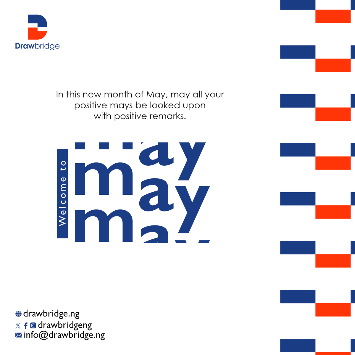 drawbridgeng's tweet photo. Let's welcome the new month with open arms and fresh beginnings. 

Here's to a month filled with blooming opportunities and vibrant adventures! 
Happy New Month!

#DrawbridgeCM #MayDay #NewMonth #NewBeginnings https://t.co/Rh9b5ysQ5y