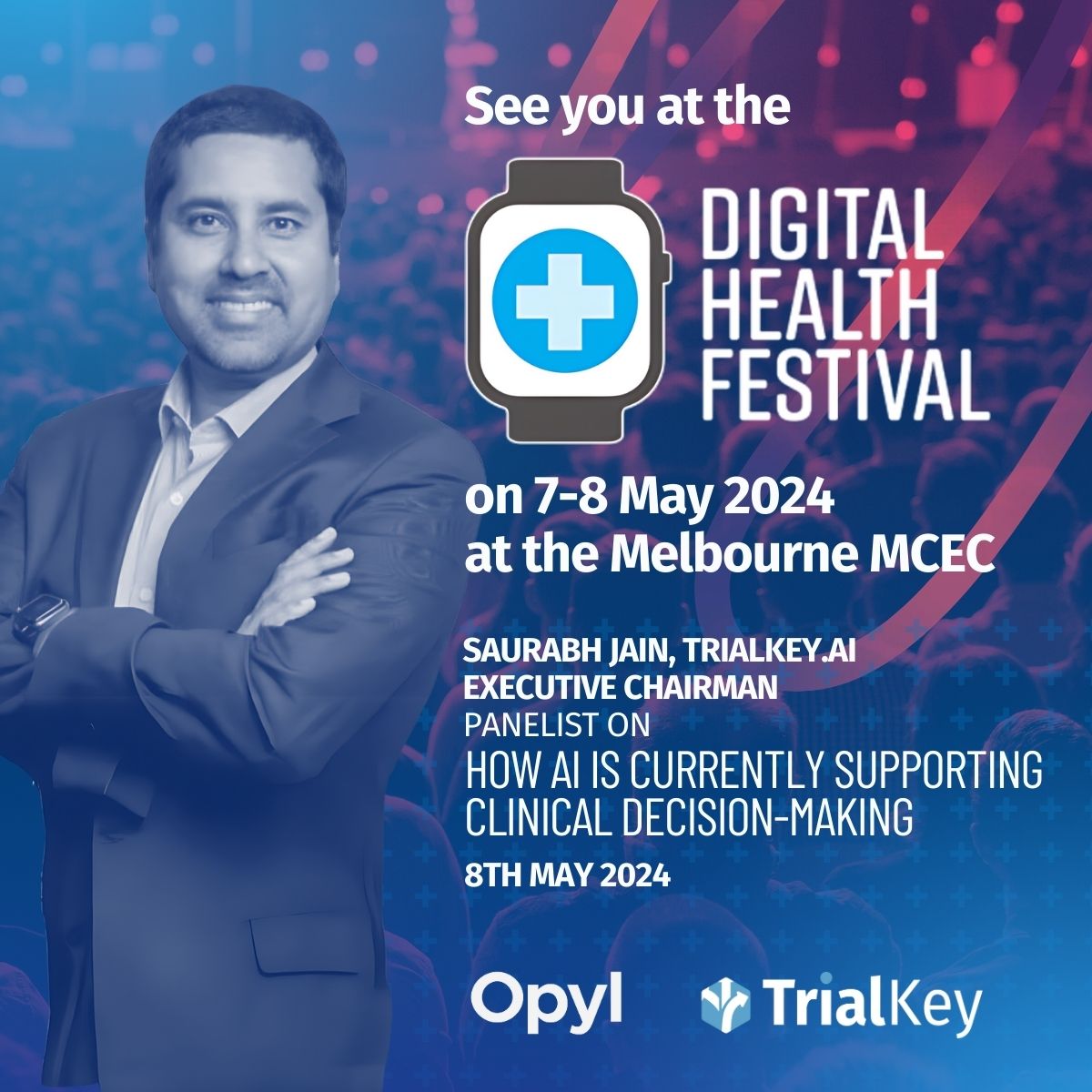 Only 7 days until the @digitalhlthfest 2024! Don't forget to mark your calendars and swing by booth to discover the latest innovations in digital health. See you on 7-8 May at the Melbourne MCEC! #DHF2024 #trialkeyai #opylai
