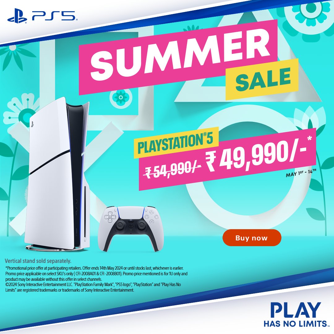 Calling all gamers! Score big savings this summer with the PS5 Slim now priced at just Rs. 49,990. 

Elevate your gaming experience with lightning-fast loading times and immersive visuals.

Don't wait, shop now!

#PS5 #SummerSale