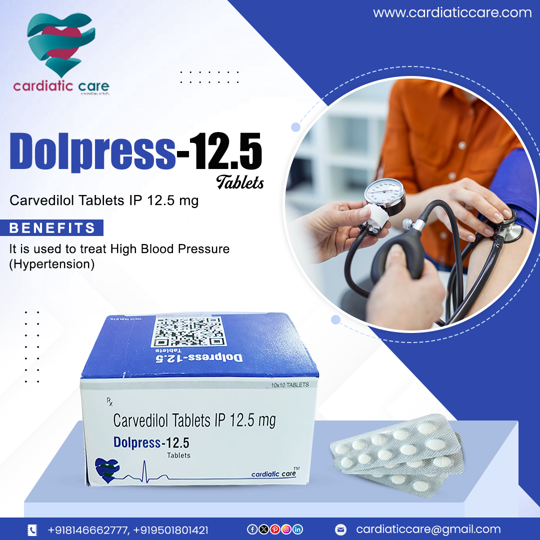 Cardiatic Care is a highly reputed company that brings 'DOLPRESS-12.5' tablets for PCD Pharma Franchise Businesses helping to treat high blood pressure.

Website: cardiaticcare.com
Email: cardiaticcare@gmail.com
Call: +91 9501801421 | 081466 62777

#pcdpharmafranchise