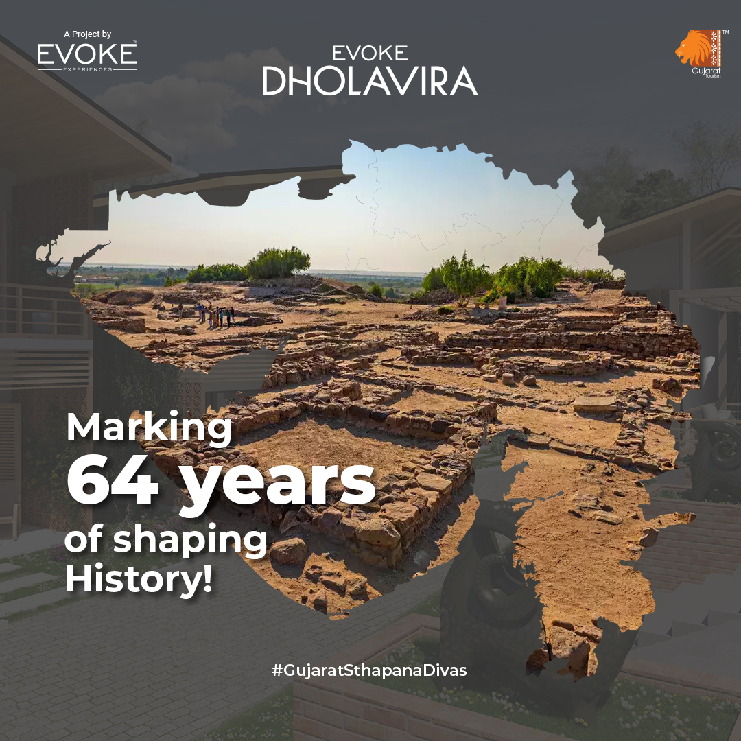 Gujarat's legacy echoes through the ages! Celebrate #gujaratsthapnadivas by journeying through time at #Dholavira and experiencing the vibrant spirit of the present.

#EvokeDholavira #GujaratPride
—
#gujaratday #gujaratfoundationday 
#dholavira #dholavirakutch
#dholaviraroad