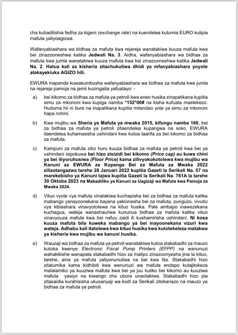 EwuraTanzania's tweet image. #BEI:EWURA imetangaza Bei za Bidhaa za Petroli Kuanzia tarehe 1 Mei 2024; saa 6:01 usiku. 
✓ewura.go.tz/fuel-prices/
#beizamafuta #petroli #beikikomo #EWURA