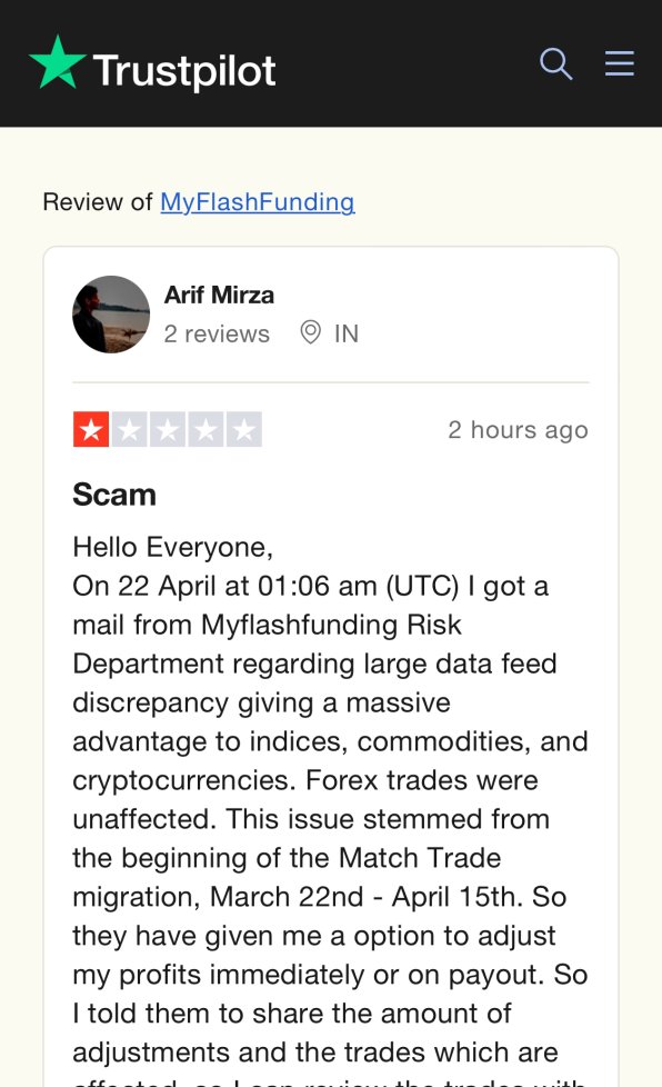 Denied Trustpilot review - that was promptly removed