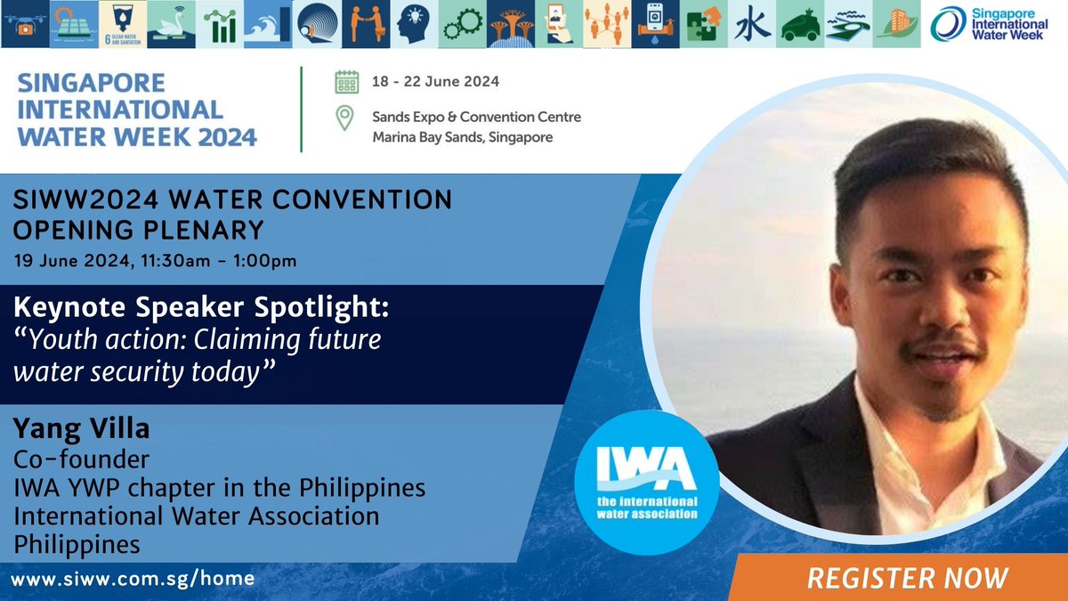 [#SIWW2024 Water Convention] Keynote Speaker Spotlight: Yang Villa, Co-founder, IWA YWP chapter in the Philippines, @IWAHQ Register for SIWW2024 now: lnkd.in/gfhtXBCm to join him and other keynote speakers.