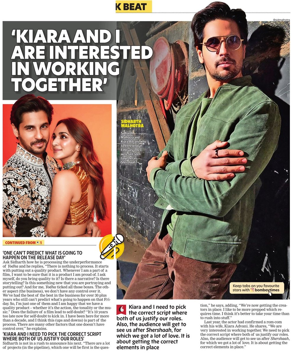 #SidharthMalhotra about how he’s still proud of #Yodha and that the fate of a movie doesn’t lead to self-doubt. @SidMalhotra