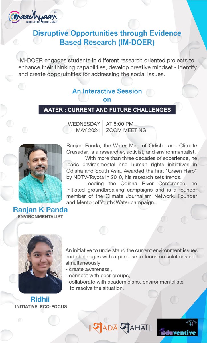 Happy that I shall have another interactive session with school & college students from across the country. 

#Youth4WaterIndia 
#PromiseOfCommons