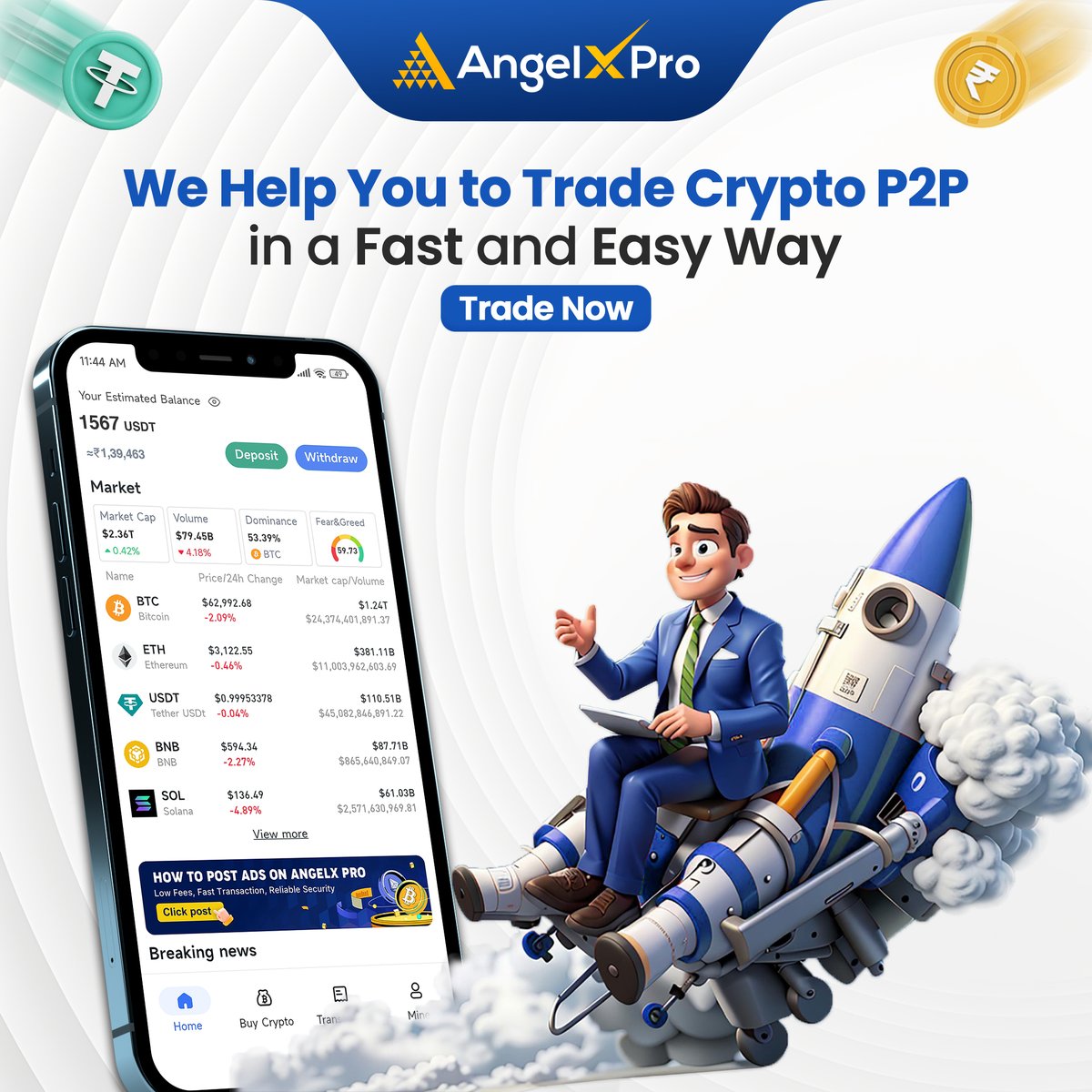 Discover the fast and easy way to trade crypto #P2P  with #AngelX #OTCMarkets Platform! 🚀💼

#AngelX #cryptoexchange #cryptotrading #cryptocurrencies #crypto #blockchain #cryptocurrency #ethereum #btc #cryptocurrencymarket #altcoins