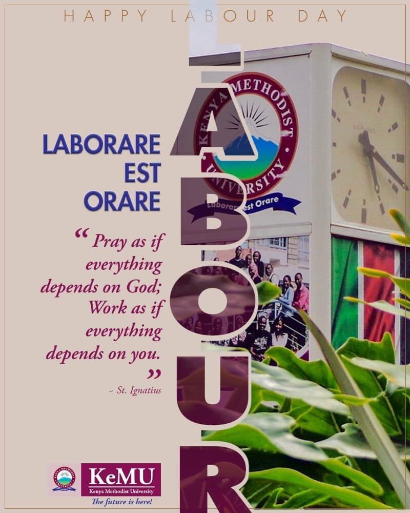 kemukenya's tweet photo. LABORARE EST ORARE
โPray as if everything depends on God; Work as if everything depends on youโ
St. Ignatius.
#labourday #kenya #laborareestorare #joinkemu #may2024intake https://t.co/EZ2npYEVGf