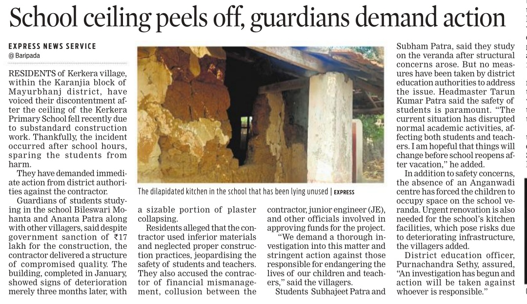 Primary school ceiling peels off in #Odisha, guardians demand action @NewIndianXpress @santwana99 @Siba_TNIE newindianexpress.com/states/odisha/…