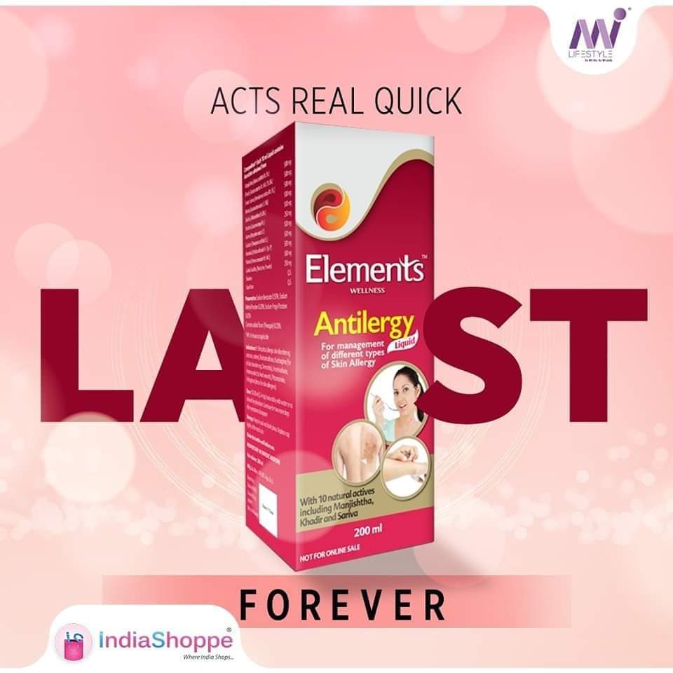 Get relief from allergic reactions with just 3 teaspoons of Antilergy liquid.

#elementswellness #milifestyle #antiallergic #skinallergy #allergyawareness