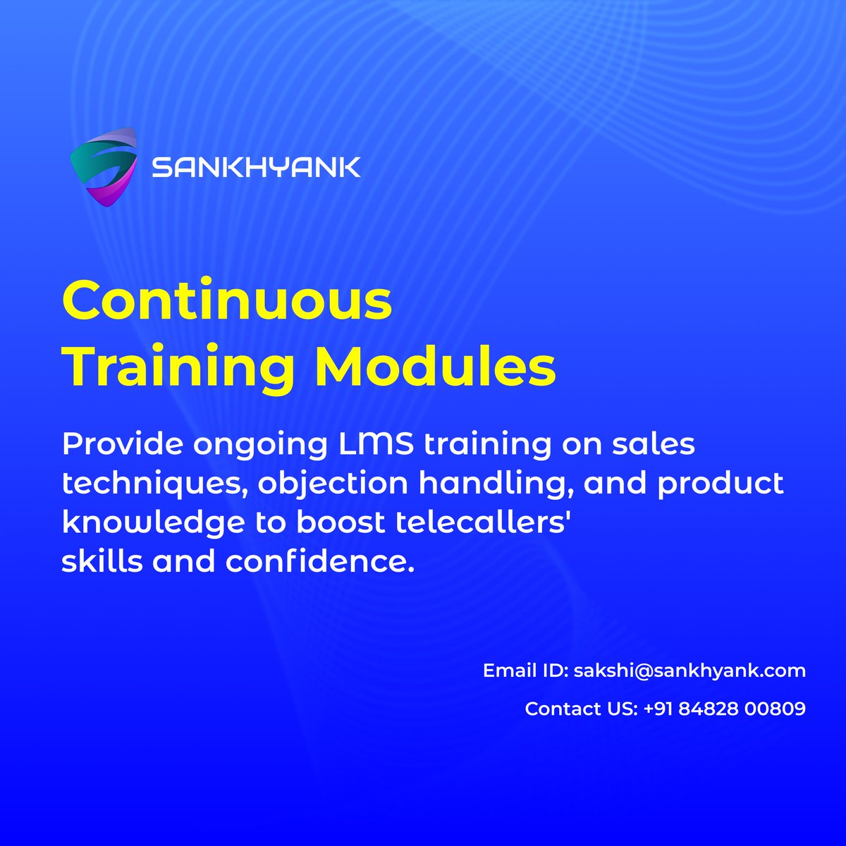 💼 Keep telecallers sharp 📚🎓 with continuous LMS training! 📞 Elevate sales techniques, 👩‍💼 objection handling, 🚀 and product 📋 knowledge to boost 💡 skills and confidence. 🔥 @Sankhyank__
#ContinuousTraining #TelecallerSkills #SalesTraining #ProductKnowledge #LMSLearning