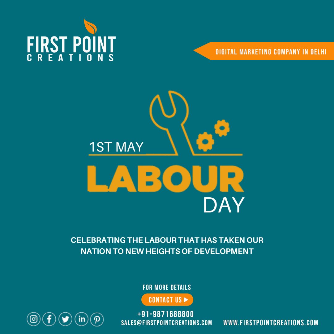 Wishing you a happy Labour Day! Celebrate your hard work and dedication to your job👷🏗️🛠️ #Happylabourday FOLLOW US @firstpointcreations Contact Details: ☎ +91 9871688800 | +91 (11) 41552455 🌐 firstpointcreations.com 📧 Email: sales@firstpointcreations.com #labourday #labour