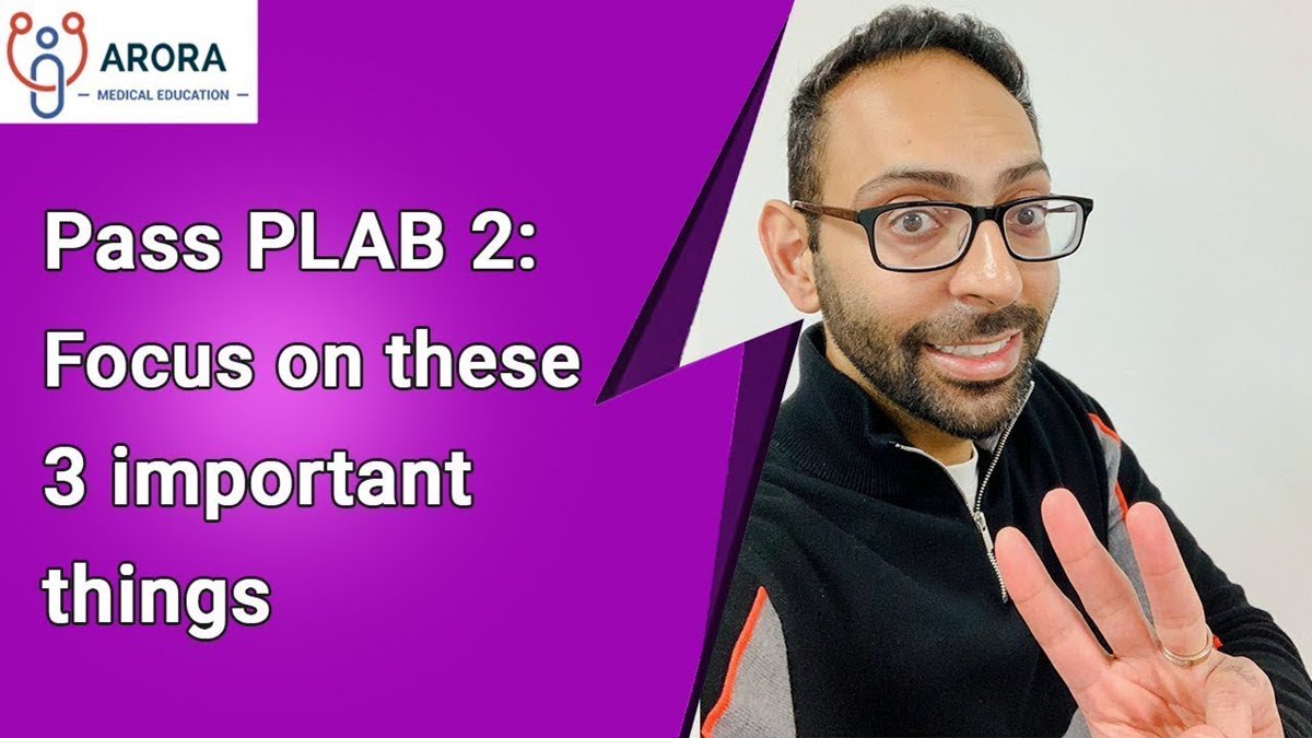 🙌 Focus on these 3 things to help Pass PLAB 2... youtu.be/3QBEoW68y_k

#Meded #FOAMed #FOMed #MedicalEducation #CanPassWillPass #MedTwitter #iWentWithArora