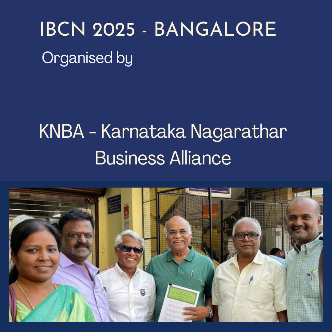 🌐 Unlock New Business Horizons with KNBA! 
Join the Karnataka Nagarathar Business Alliance as we proudly present IBCN 2025, a premier event that promises to be a powerhouse of networking, innovation, and collaboration. 
#KNBA #IBCN2025 #GlobalNetworking #BusinessOpportunities