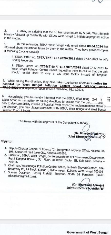 @WBPCB @CPCB_OFFICIAL @moefcc @NGTribunal  @WBPCB hv given clear instructions to this hospital to close their operations in 2022, but it's still operating & also surgeries happening. Seems the power of corruption?? Big groups like @GodrejProp & @JJbchrpl involved. Still NO action