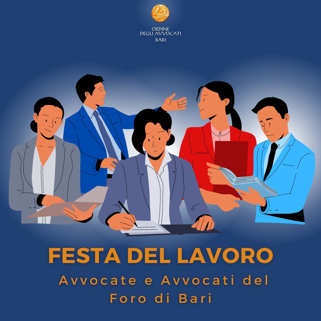 Il presidente Salvatore D'Aluiso, unitamente a tutto il Consiglio dell'Ordine, augura una buona Festa del Lavoro alle avvocate e agli avvocati di Bari.
#1maggio #festadellavoro #festadeilavoratori #avvocata #avvocato #avvocate #avvocati #bari