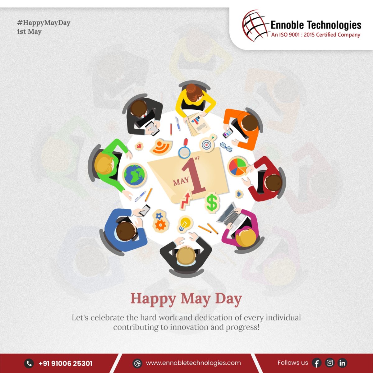 🌼 𝐇𝐚𝐩𝐩𝐲 𝐌𝐚𝐲 𝐃𝐚𝐲! 🌼

Happy May Day from #EnnobleTechnologies!🌍Today, we celebrate the spirit of #labor, #dedication, and innovation. Let's continue to empower minds, elevate opportunities, and Ennoble the world together!🚀