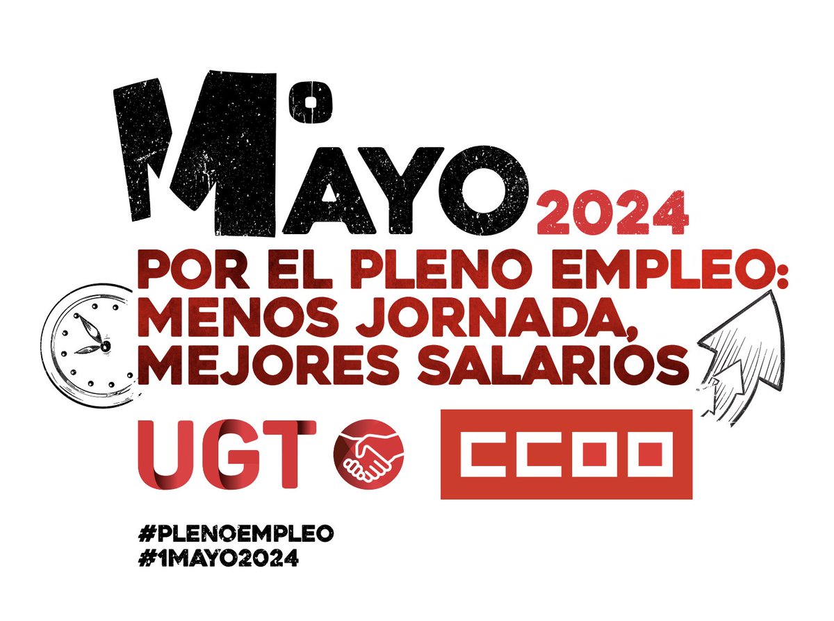 CCOO's tweet photo. Por el #PlenoEmpleo #1MCCOO, menos jornada, mejores salarios, 

MANIFIESTO https://t.co/aDNhJUXNmw 

LISTADO MANIFESTACIONES https://t.co/Voh4OKIyJ3