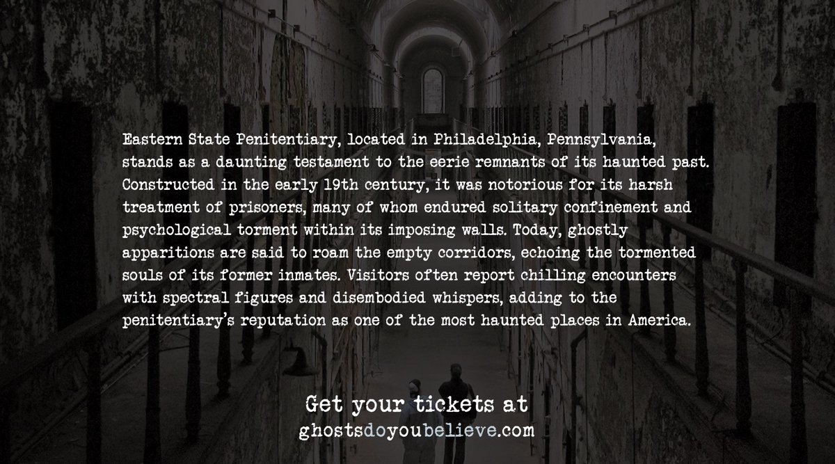 ghoststour's tweet photo. "A daunting testament to the eerie remnants of its haunted past"  

Philly, we'll be there in less than 1 WEEK! Did you know the city is home to one of America's Most Haunted places? https://t.co/i7Bo3NnHeN