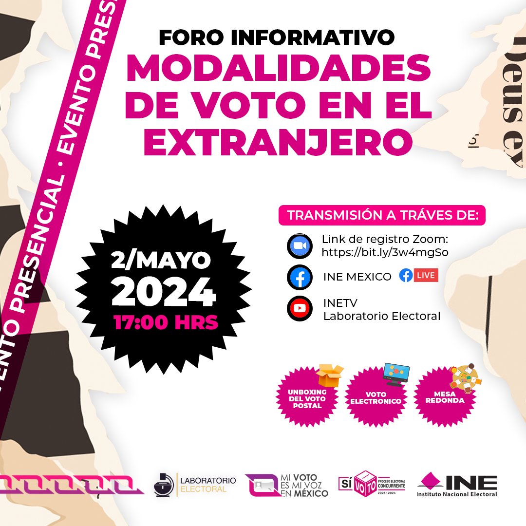 Desde cualquier lugar del mundo, tu voto importa. Conéctate y conoce el paquete electoral que llevará tu voto a México y pregúntale al INE en: shorturl.at/opT49 #Elecciones2024MX 🗳️ #ForoModalidadesVotoExtranjero 🗳️ #ParticipaciónCiudadana2024