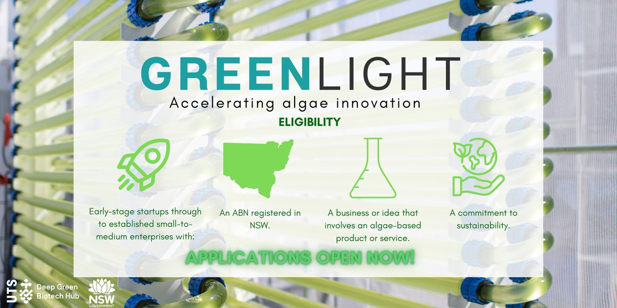 deepgreenhub's tweet photo. Open to #earlystage #startups and #SMEs in NSW - teams can access up to $10k in #seedfunding + 12 weeks of #mentorship from an #algaeexpert at

@uts_c3+ entrepreneurial support.

Submit an EOI now via our website - applications close on 17th June 2024
@UTS_Science  @UTSStartups https://t.co/naiB49gd7a
