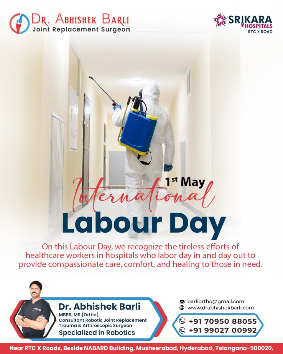 Labour Day is a reminder of the invaluable contributions of hospital staff who work tirelessly to promote healing, health, and happiness in our communities.

#InternationalLaborDay #Drabhishekbarli #Orthocare #RTCXRoads #LaborDay #WorkersOfTheWorld #LaborDay2024 #WorkersUnite
