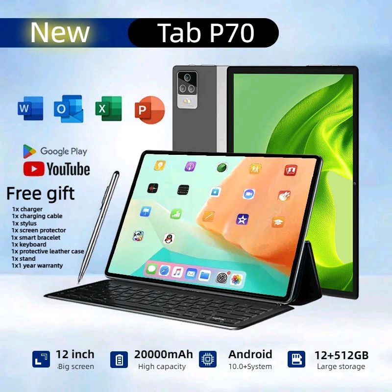 ลองดู 🔥Super Promotion🔥 Tab P70 Tablet 12 inches | 12GB RAM + 512GB ROM | Smart Tablet Android10 Wi-Fi + Dual SIM ในราคา ฿1,000 - ฿3,100 ที่ Shopee shope.ee/5AWC0wgVkP?sha…