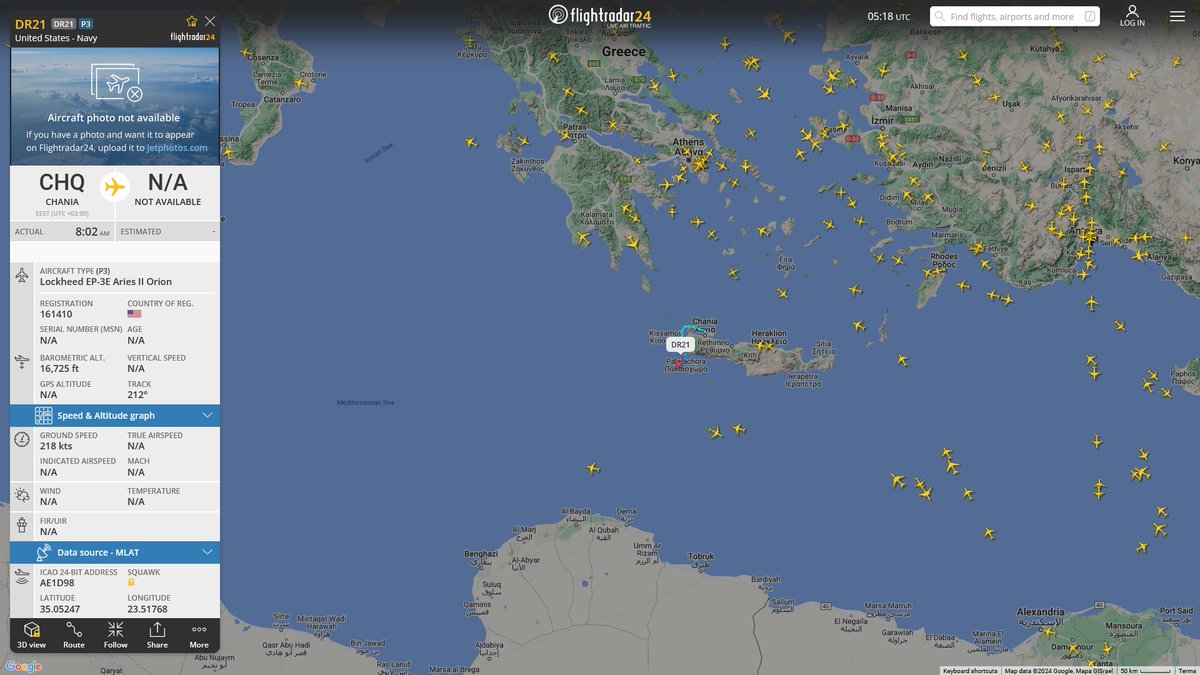AIYeyENGDdJkjTr's tweet photo. May 1, 2024
#Souda Bay NSA #Mediterranean Sea
#DR21 #AE1D98 USN EP-3E Aries II https://t.co/vmxtISpMP6