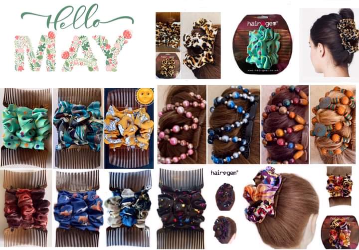 HELLO MAY! 🌸🌼🌻🌹💐🌷 Inject a bit of spring colour into your hairstyle with a double comb beaded or fabric HAIRGEM from the HairgemShop.etsy.com #earlybiz #elevenseshour #May1 #hairstyle #EtsySellers