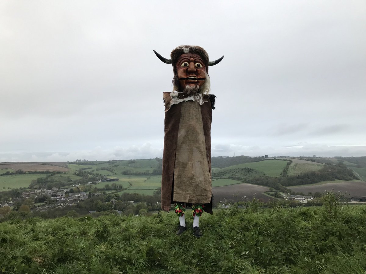 The Dorset Ooser bringing in the May, Giant Hill, Cerne Abbas