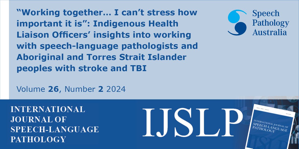 @IJSLP Vol 26, Issue 2 starts with a paper by @Fran_SLP_ED Jenna Singleton-Bray, Waverley Canendo, Petrea Cornwell & @SamSiySP. The first author was awarded a @SpeechPathAus New Researcher Grant. tandfonline.com/doi/full/10.10…