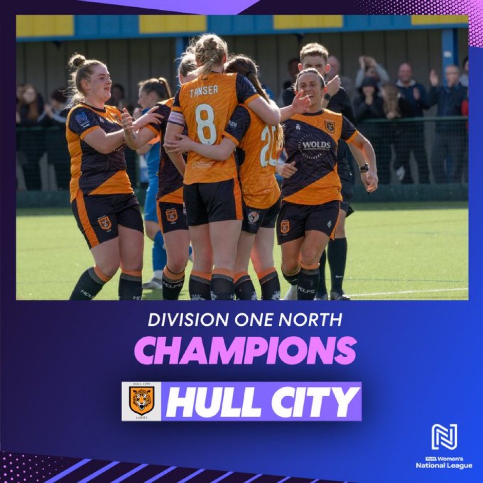 Congratulations to partner club @HullCityLFC on winning the @FAWNL Divison One North! #HearUsRoar 🧡 #RaiseTheBar