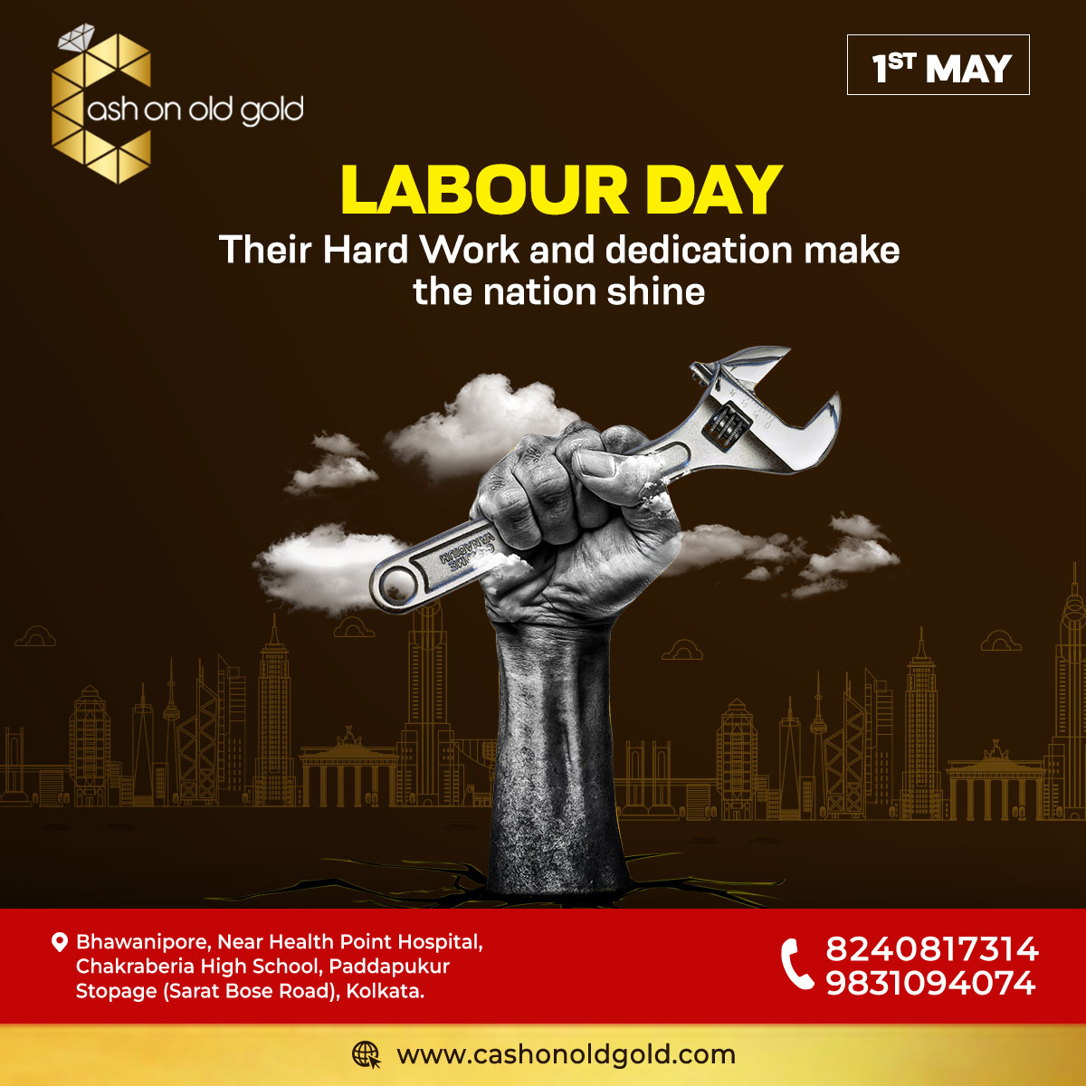 Labourers form the backbone of our economy, their dedication and hard work uphold the nation's growth. Happy International Labour Day.

#InternationalLabourDay #LabourDay2024 #Labour #CashOnOldGold #OldJewelleryBuyer #jewellerydesign