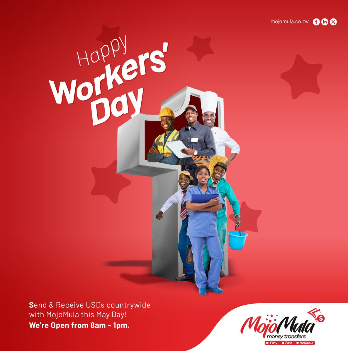 Happy Workers Day!

We are open today from 8am - 1pm. Come through!
#workersday #MojoMula