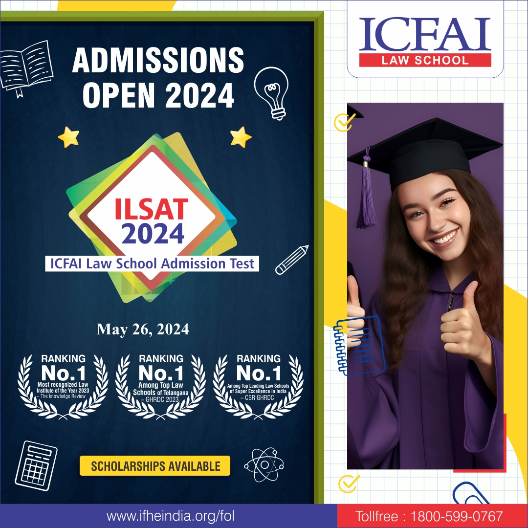 🎓 Exciting News! 🌟
Get ready for ILSAT 2024 (ICFAI Law School Admission Test) on May 26, 2024! 🗓️⚖️
🌐  ifheindia.org/fol
📞 Toll-Free: 1800-599-0767
#ILSAT2024 #LawSchoolBound #FutureLawyer #bballb #AdmissionsOpen2024 #LegalEducation #LawSchool #bestlawschool