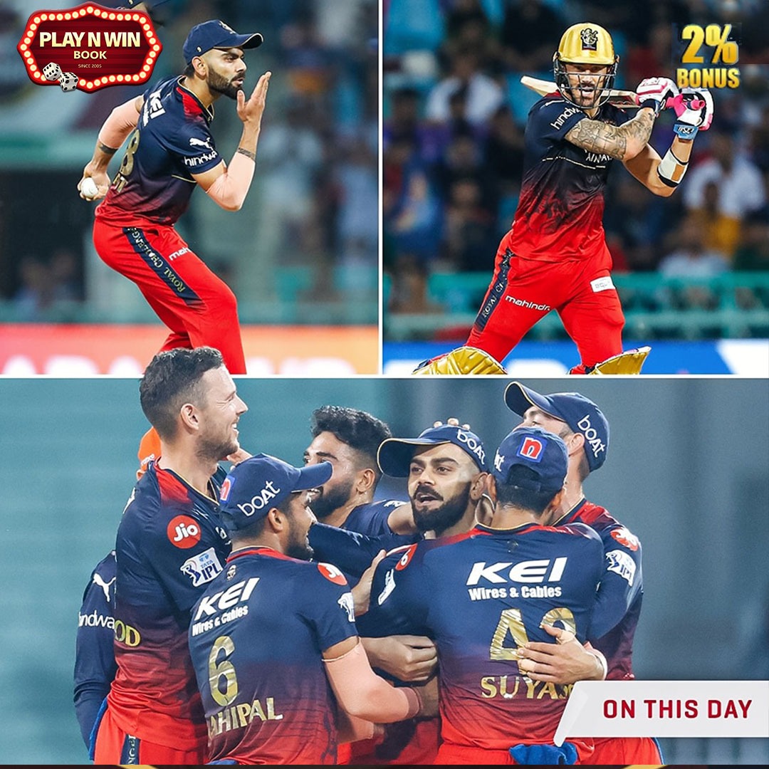 playnwinexch's tweet image. Exactly a year ago, we triumphed in a nail-biting 18-run win against LSG in Lucknow. Memories to cherish! 🏏🔥 #ThrowbackWin #CricketMemories #rcb #ecbfuns 

Follow for more updates #playnwinnews
