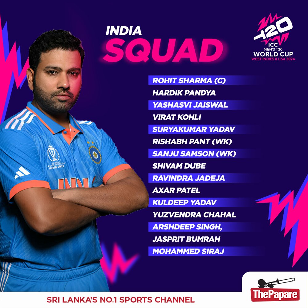 Here’s the star-studded Indian squad for ICC Men’s T20 World Cup 2024. #T20WorldCup Details 👉 thepapare.com/india-announce…