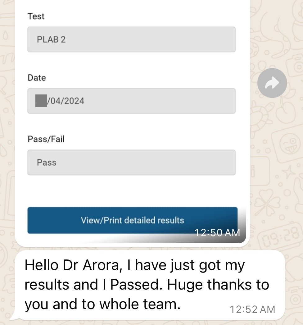 🙌 Congratulations! Another PLAB 2 Pass!!!

👉 All PLAB 2 Courses and Resources: aroramedicaleducation.co.uk/plab-2/

#CanPassWillPass #iWentWithArora #MedEd