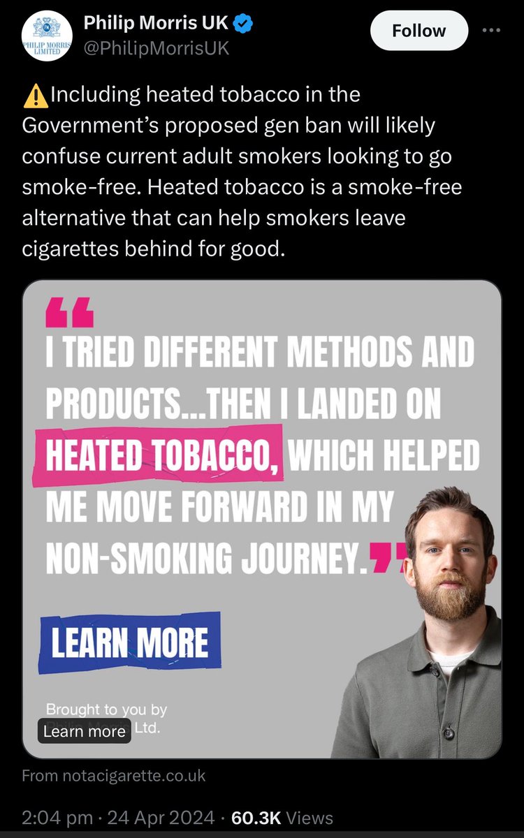 This is odd.

Tobacco companies are putting out tweets to lobby for products to be exempt from the smoking ban. However unless you’re targeted by these tweets, you can’t find them even if you look.

Look for yourself.