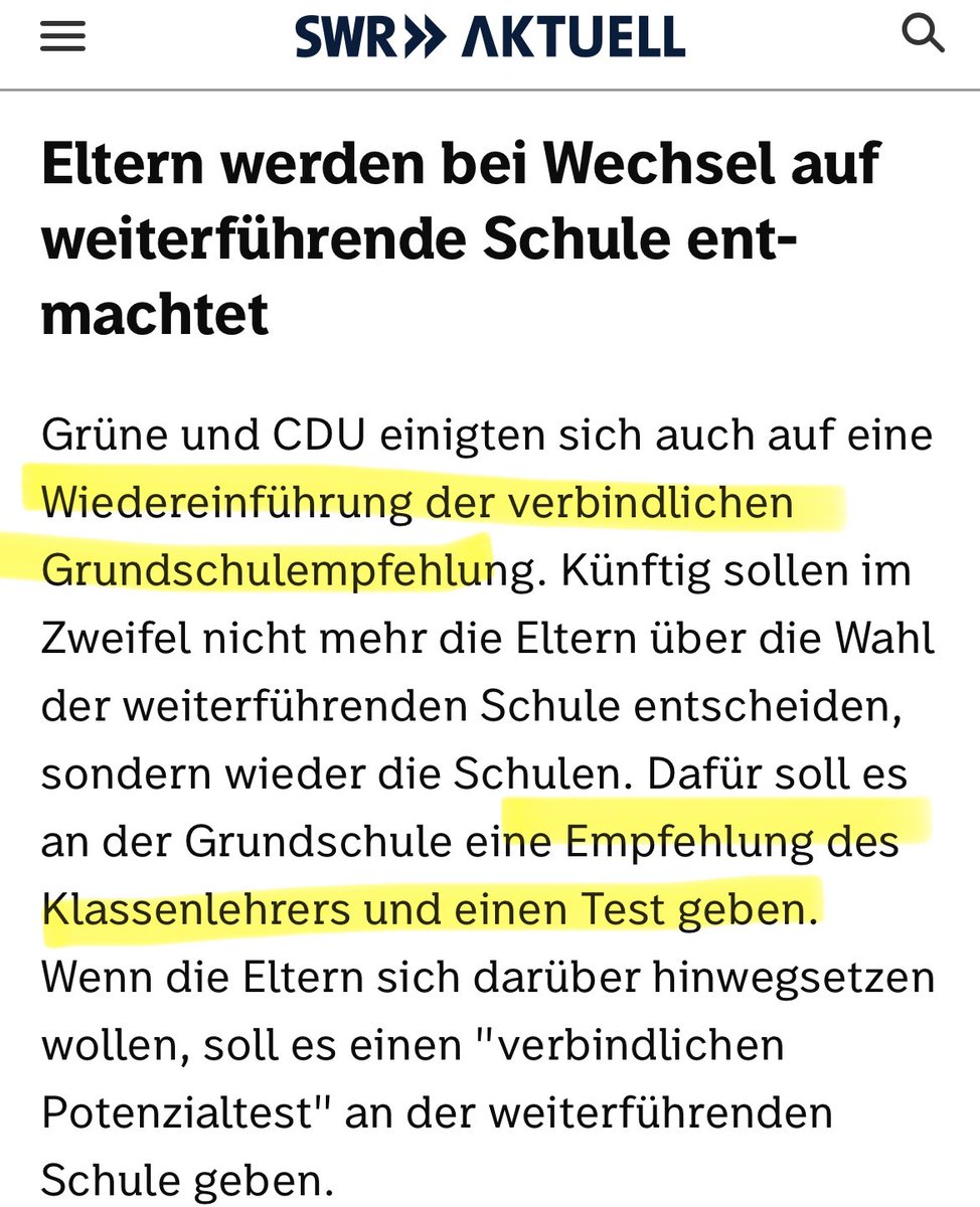 Baden-Württemberg möchte in Ansätzen zurück zur verbindlichen Grundschulempfehlung. Hintergrund sind Befürchtungen, dass Gymnasien aufgrund der Rückkehr zu G9 „überrannt werden könnten“. #edubw
swr.de/swraktuell/bad…