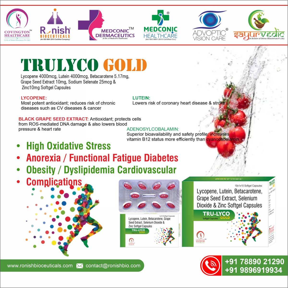 🌟 Unlock the power of antioxidants with #TRULYCOGOLD! 🌟

Introducing our premium supplement packed with the goodness of #Lycopene, #Leutin, #Betacarotene, #GrapeSeed Extract, #Selenium, and #Zinc 

🌟#CovingtonHealthcare #PCDPharma #FranchiseOpportunity #HealthyLiving