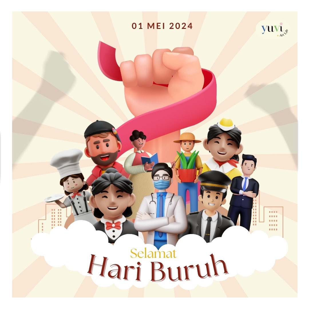 yuviartlab's tweet photo. Kerja keras, kerja cerdas, dan kerja ikhlas adalah kunci kesuksesan. Selamat Hari Buruh untuk semua pekerja di Indonesia!

#YUVIARTLAB #byYUVI #canva #canvadesign #jasadesain #desaincanva #animationcanva #fyp #belajarcanva  #hariraya #hariburuh #buruh #kerja #kesuksesan https://t.co/P5xKOQMb6N