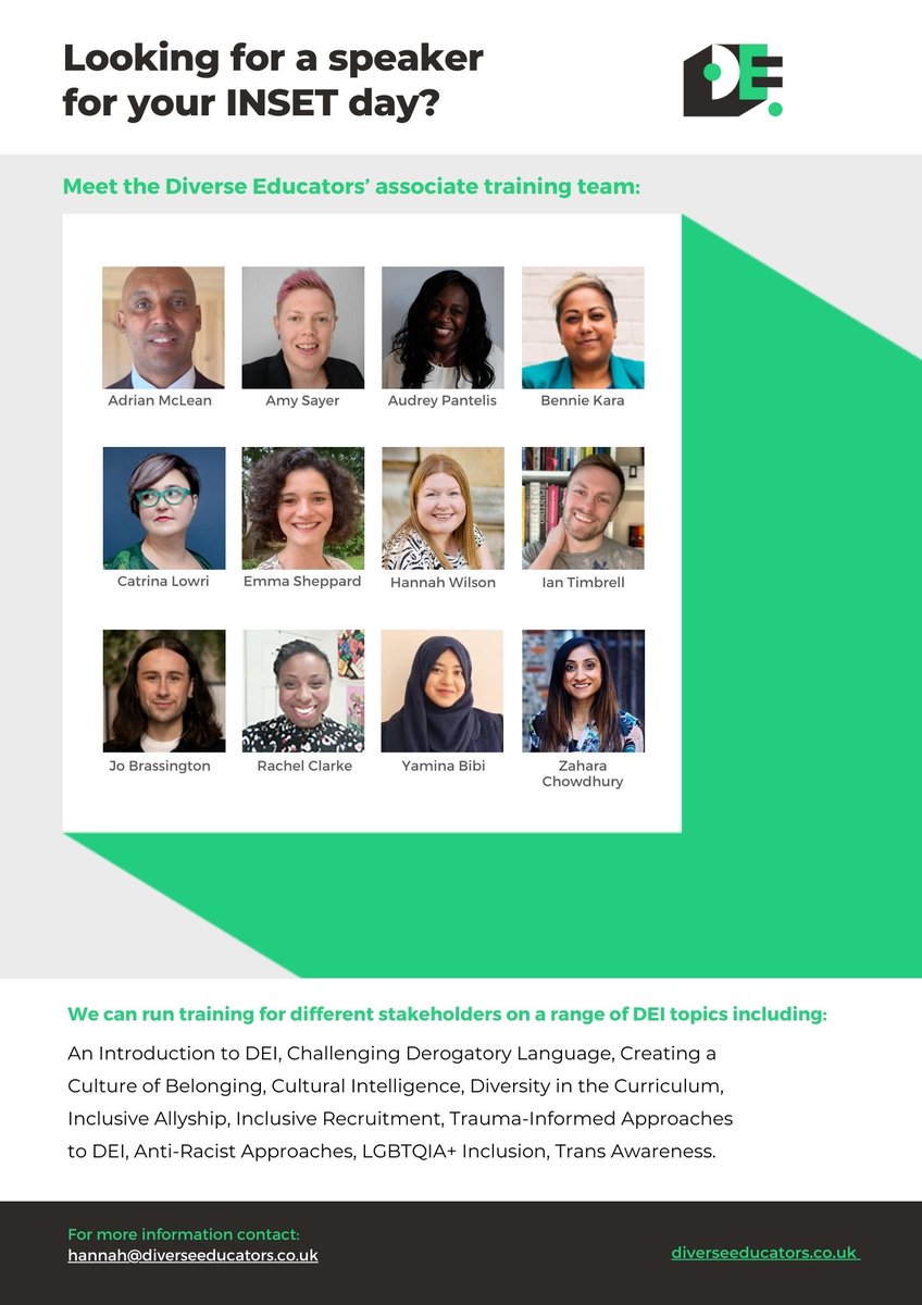 We are excited to announce that we have grown the @DiverseEd2020 team by 3 more associates. Welcome to the #DiverseEd team @emma_au_soleil @msybibi @zaharachowdhur2 It is great to be working with you all more formally moving forwards! Find out more here: diverseeducators.co.uk/our-team/
