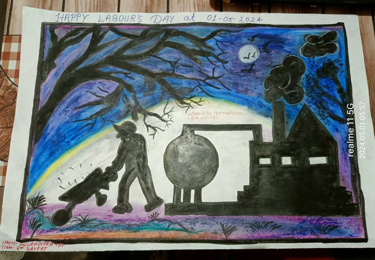 #HappyLabourDay  🧑‍🔧🧑‍⚕️🧑‍🍳🧑‍⚖️

This painting made by my son 🤷