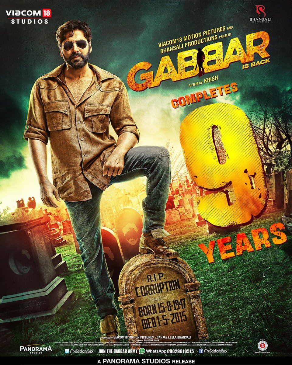 Celebrating 9 years of relentless action, iconic dialogues, and the return of the ultimate cinematic outlaw! #GabbarIsBack #9Years #Viacom18Studios