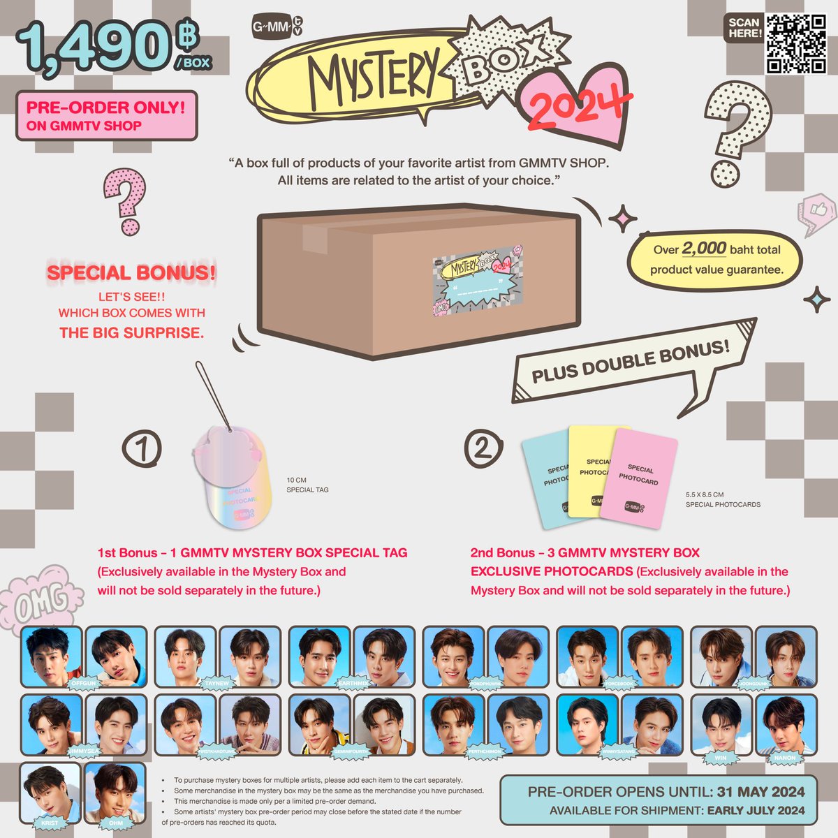 [Pls RT]
🇲🇨🇲🇾 Fan can order here 

OPEN PRE-ORDER GMMTV MYSTERY BOX 2024 
 
💵850.000 DP 600.000 Est 800gr (DP bisa dicicil)
✈️AIR CARGO 
🏠Tangerang
✍️Last Order 31 May
⚠️No.HNR⚠️
💌info @kimochi_ik 

 #ตลาดนัดgmm #ตลาดนัดgmmtv
#GMMTVMYSTERYBOX2024
#GMMTV