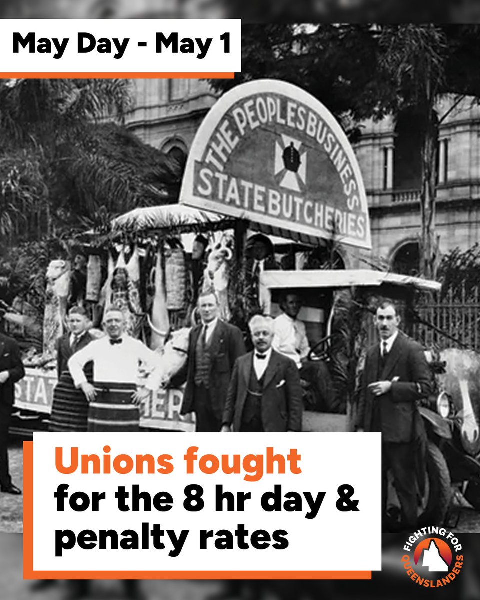 TheQCU's tweet photo. Eight hours work, eight hours recreation, eight hours rest.

As we celebrate our victories today, let us not forget the ongoing struggle for improved workers' rights. You can learn more about what we're doing to fight for Queenslanders at the link below.👇 https://t.co/NSaB4dnf7d