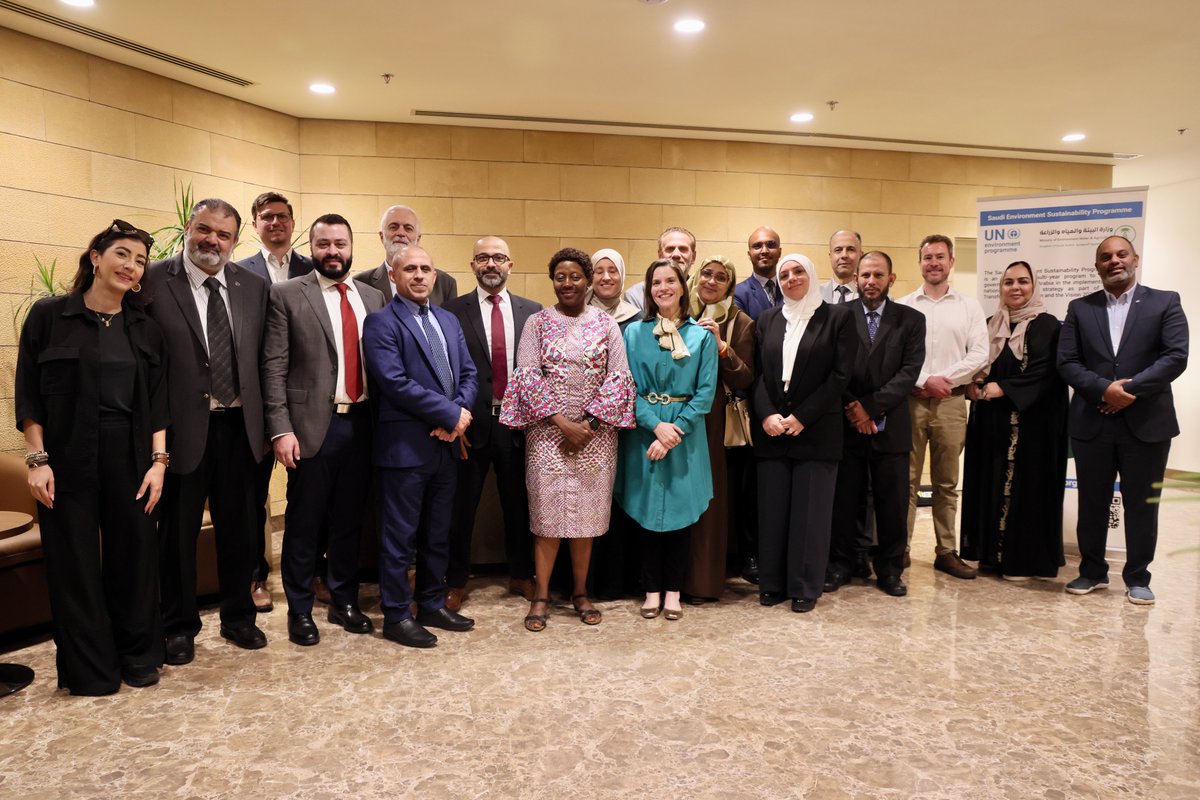 In #Riyadh, ASG & #UNEP DED Mrs. Elizabeth Mrema @mremae & @samidimassi_UN discussed with UNEP experts implementing the Saudi Environment Sustainability Program SESP in support to the National Environment Strategy, ways to strategize UNEP services & presence under SESP.