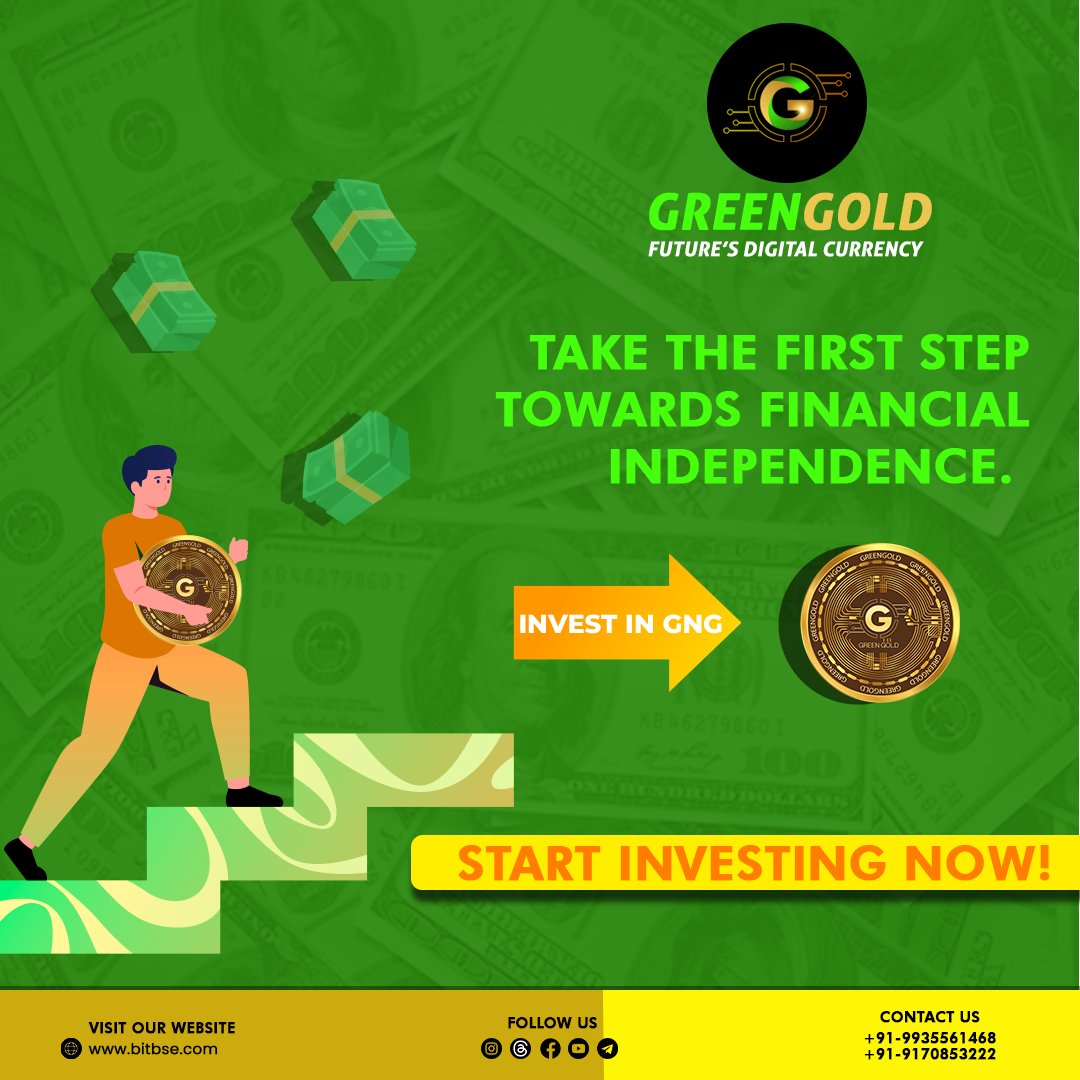 Take the First Step Towards Financial Independence 💸✅🌱💵💚
.
.
Invest In GreenGold🌱✅
.
#gnggoldstaking #gnggold #greeninvestment #investingreen #investorportfolio #tradinglifestyle 
.
Disclaimer: Nothing on this page is financial advice, please do your own research!